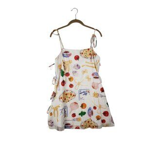 Lisa Says Gah Tara Tie Mini Dress Buon Appetito Ivory Sundress Womens Size M